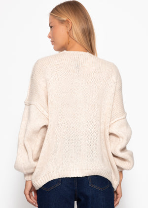 Lässiger Cardigan mit Außennähten - beige