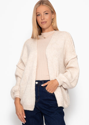 Lässiger Cardigan mit Außennähten - beige