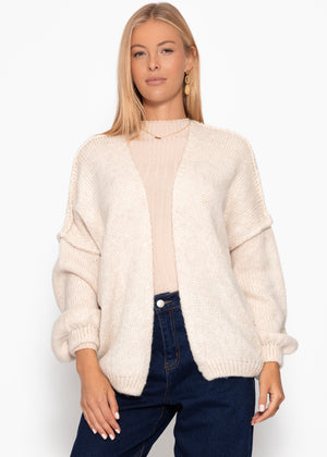 Lässiger Cardigan mit Außennähten - beige