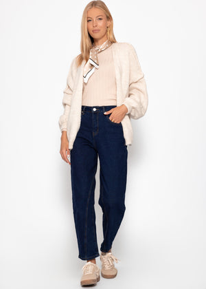 Lässiger Cardigan mit Außennähten - beige