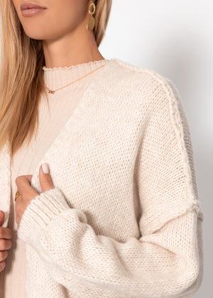 Lässiger Cardigan mit Außennähten - beige