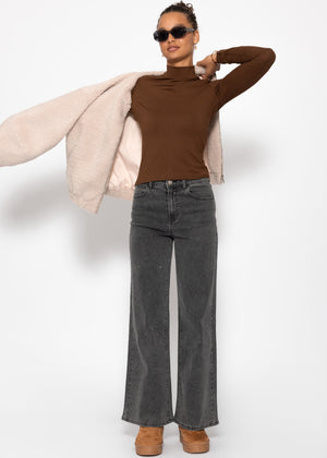 Langarm Shirt mit Rollkragen - braun