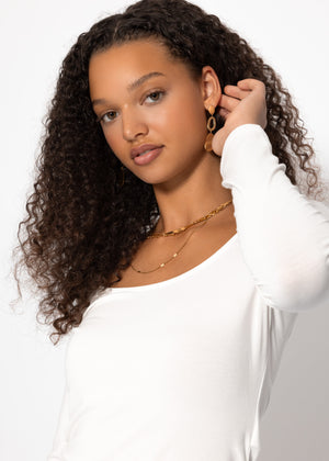 Langarmshirt mit Ausschnitt - offwhite