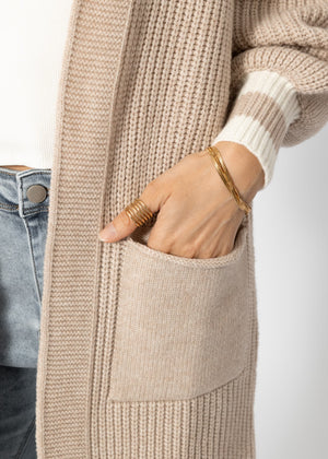 Langer Cardigan mit Taschen - beige-offwhite