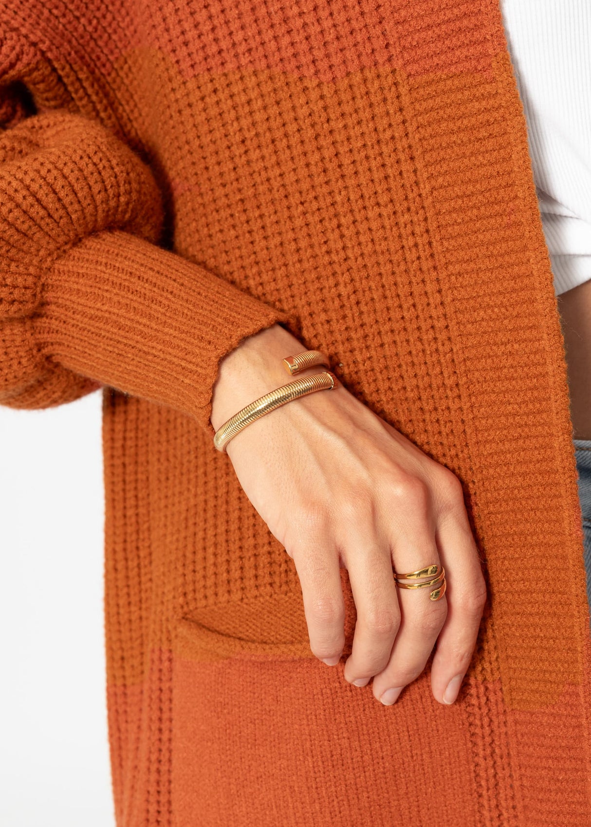 Long super soft cardigan with pockets - rust red