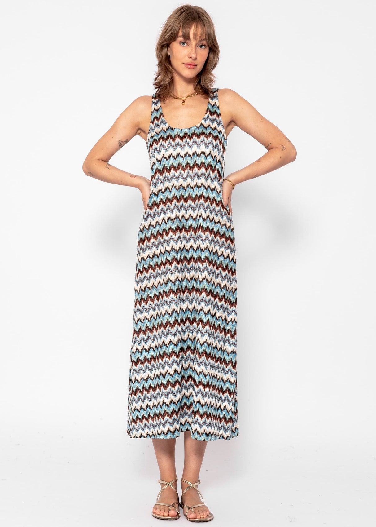 Langes Tank Top Kleid - blau