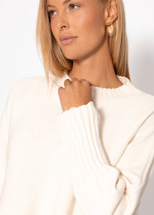 Lässiger Crop Pullover - offwhite
