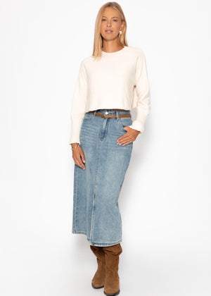 Lässiger Crop Pullover - offwhite