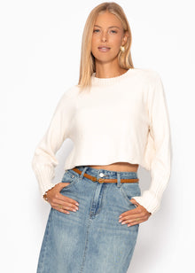 Lässiger Crop Pullover - offwhite