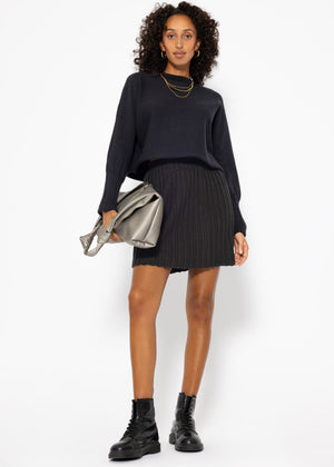 Pleated knit skirt - black