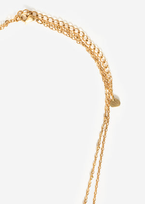 Layering necklace with tile - gold