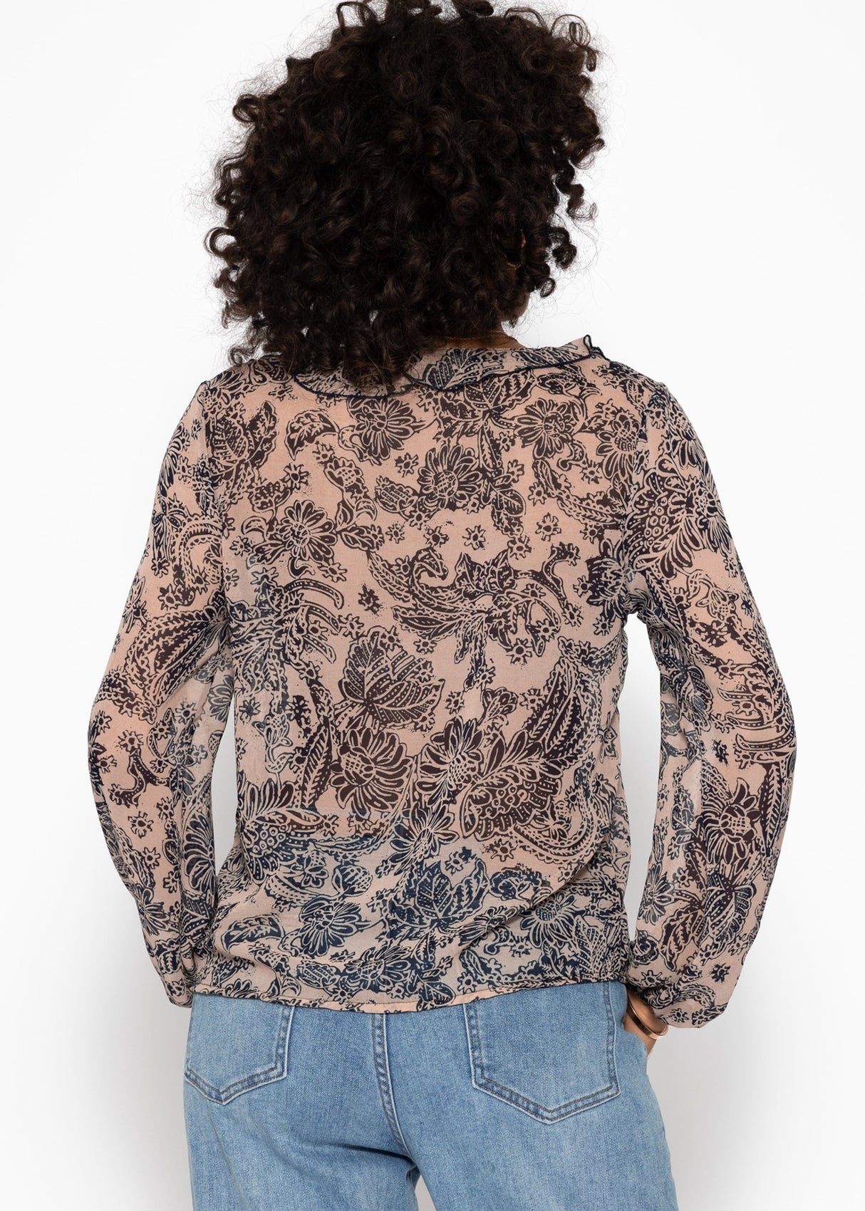 Leichte Bluse mit Rüschen - beige