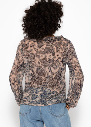 Leichte Bluse mit Rüschen - beige