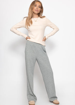 Loungewear Hose in Rippoptik - grau