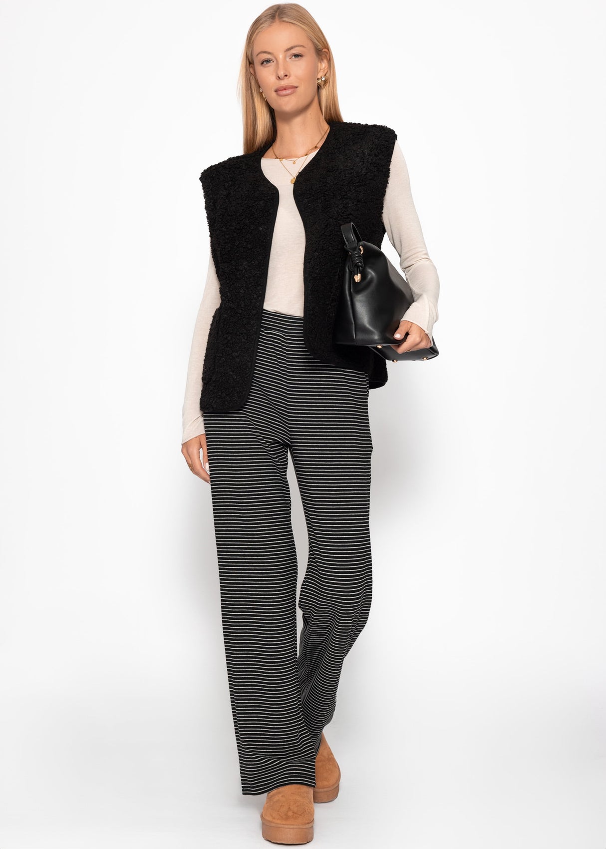 Loungewear Hose mit Streifen - schwarz