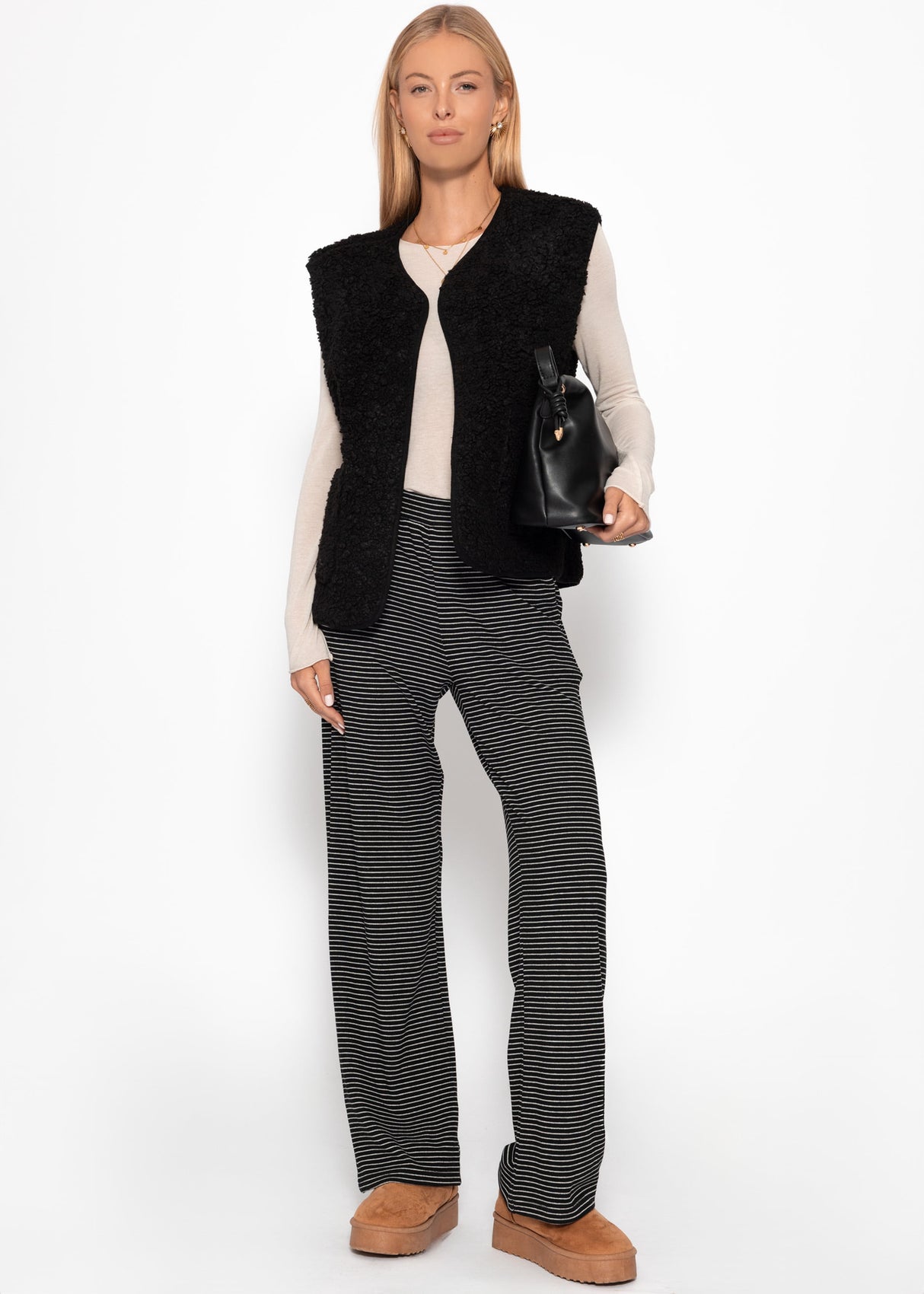 Loungewear Hose mit Streifen - schwarz