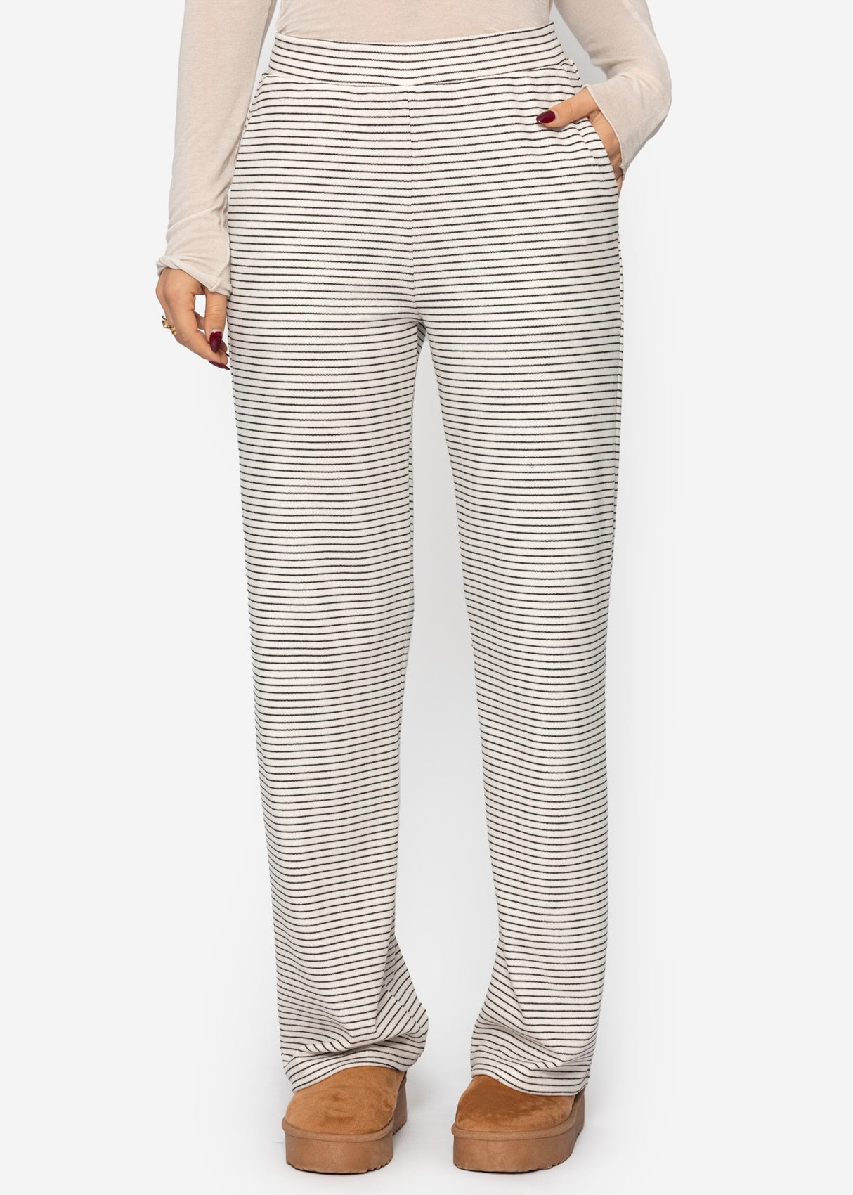 Loungewear trousers with stripes - offwhite