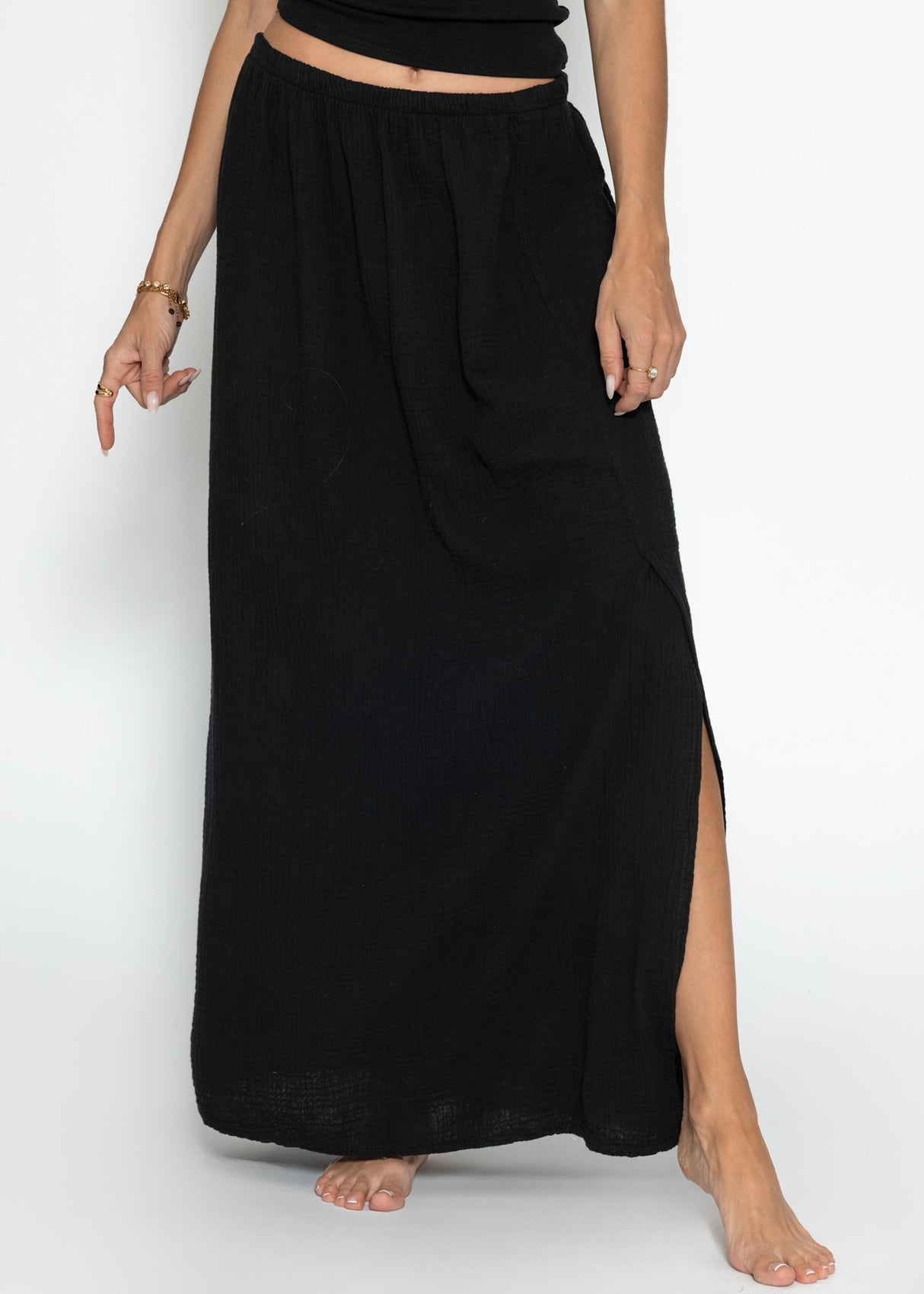 Maxi Musselin Rock with slot - black