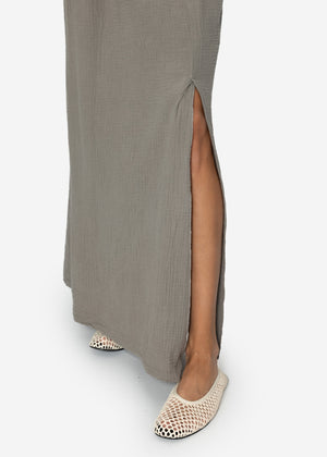 Maxi Musselin Rock mit Schlitz - taupe