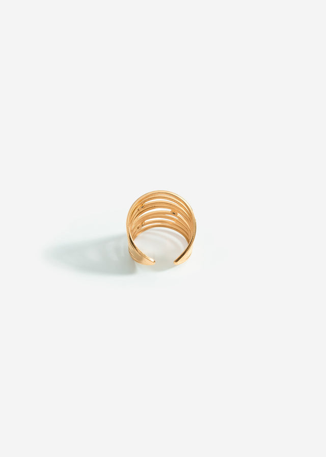 Mehrreihiger Ring mit versetzten Steinchen - gold
