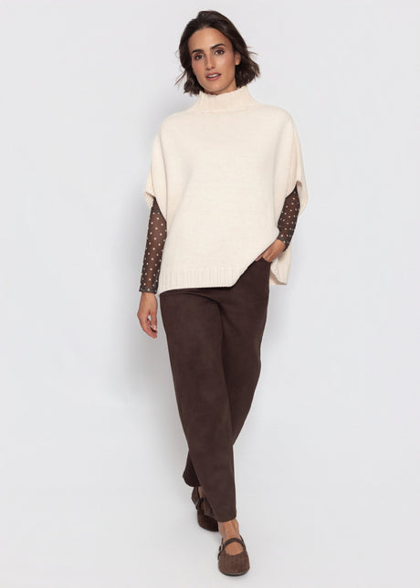 Mesh Langarmshirt mit Punkten - braun