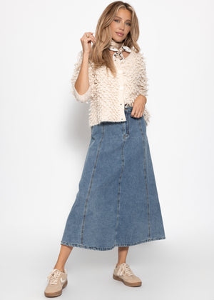 Midi Jeans Rock mit Teilungsnähten - blau