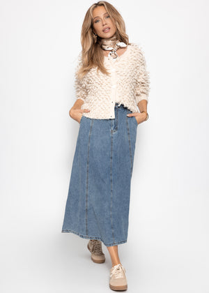 Midi Jeans Rock mit Teilungsnähten - blau