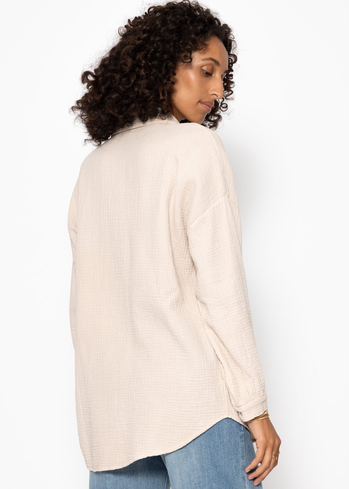 Musselin Bluse im Regular Fit - beige