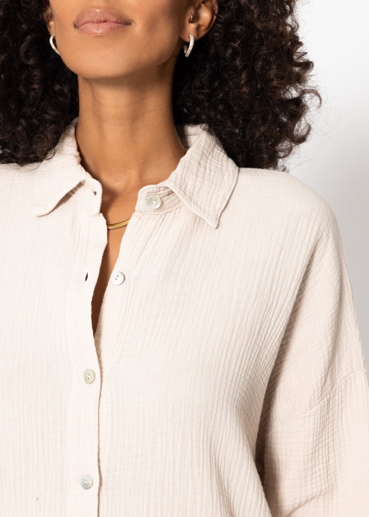 Musselin Bluse im Regular Fit - beige