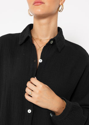 Musselin Bluse im Regular Fit - schwarz
