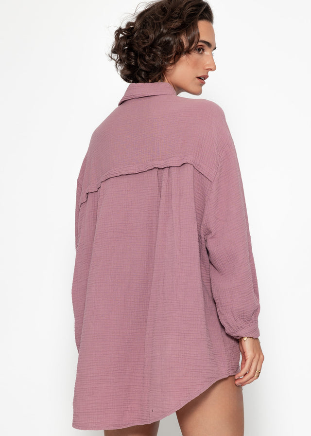 Musselin Bluse oversize - altrosa