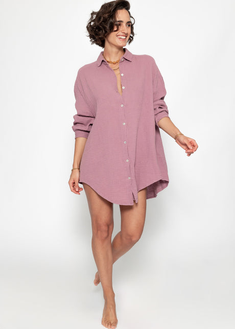 Musselin Bluse oversize - altrosa
