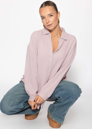 Musselin Bluse oversize, kurz, puderrosa