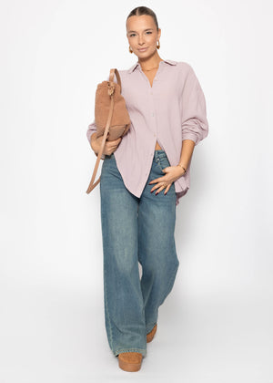 Musselin Bluse oversize, kurz, puderrosa