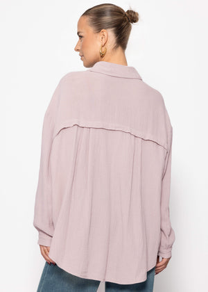 Musselin Bluse oversize, kurz, puderrosa