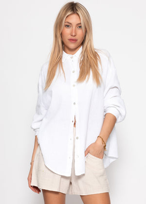 Musselin Bluse oversize, kurz, weiß