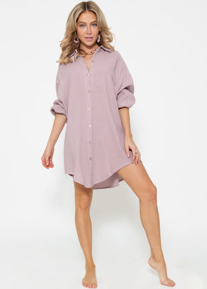 Muslin blouse oversize, powder pink