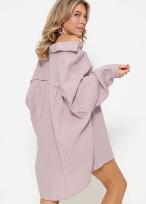 Muslin blouse oversize, powder pink