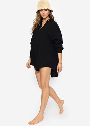 Muslin blouse oversize, black