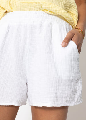 Musselin Shorts, weiß