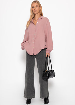 Musselin Bluse oversize, kurz, altrosa