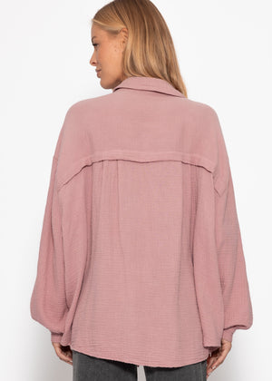 Musselin Bluse oversize, kurz, altrosa