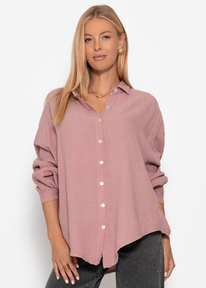 Musselin Bluse oversize, kurz, altrosa