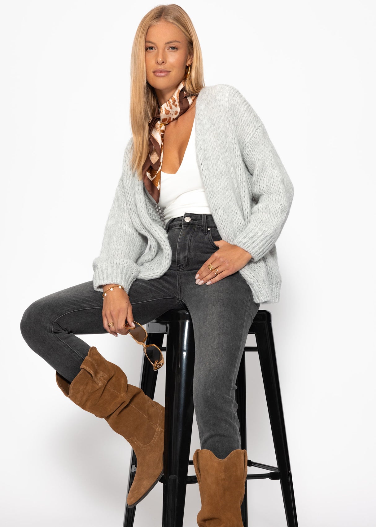 Oversize Cardigan - hellgrau