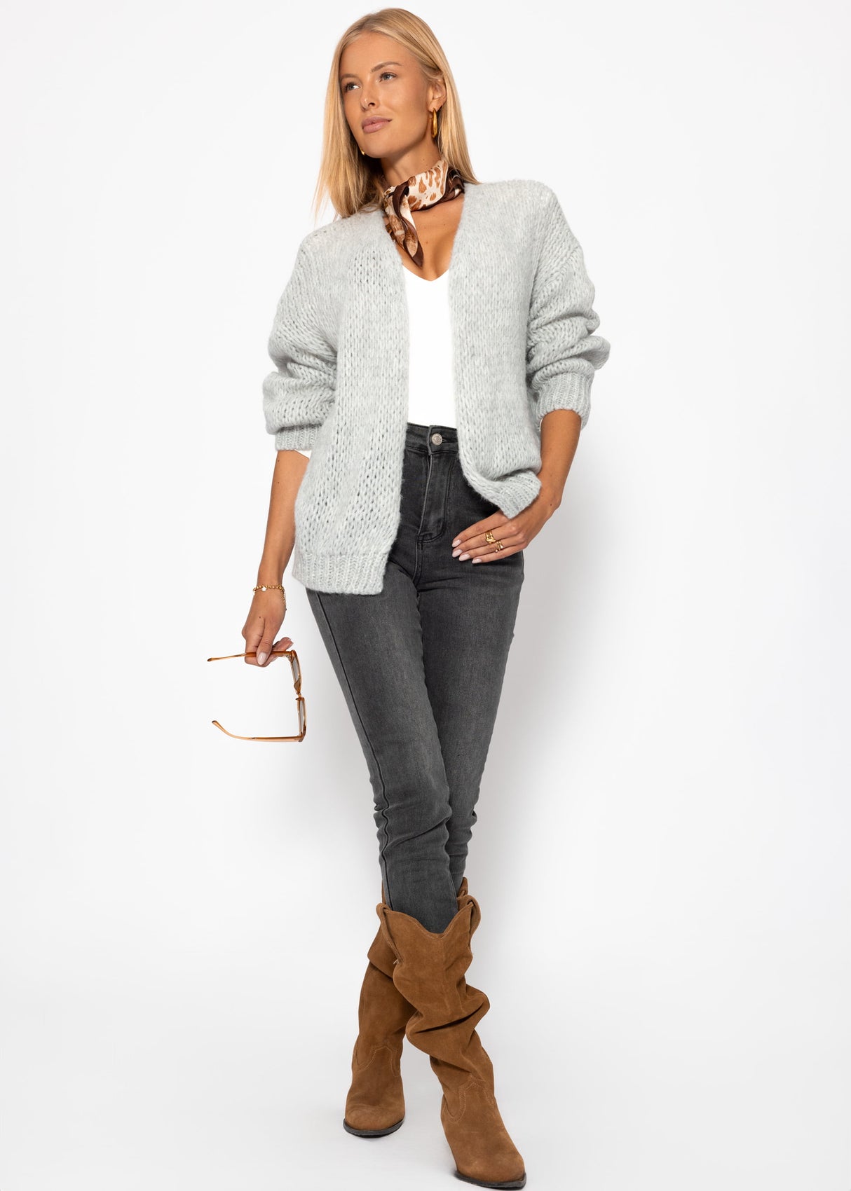 Oversize Cardigan - hellgrau