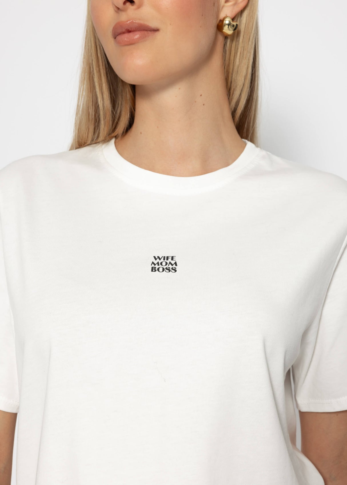 Oversize T-Shirt mit "MOM" Print - offwhite