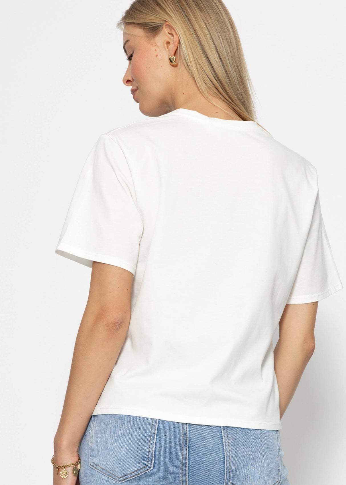 Oversize T-Shirt mit "MOM" Print - offwhite