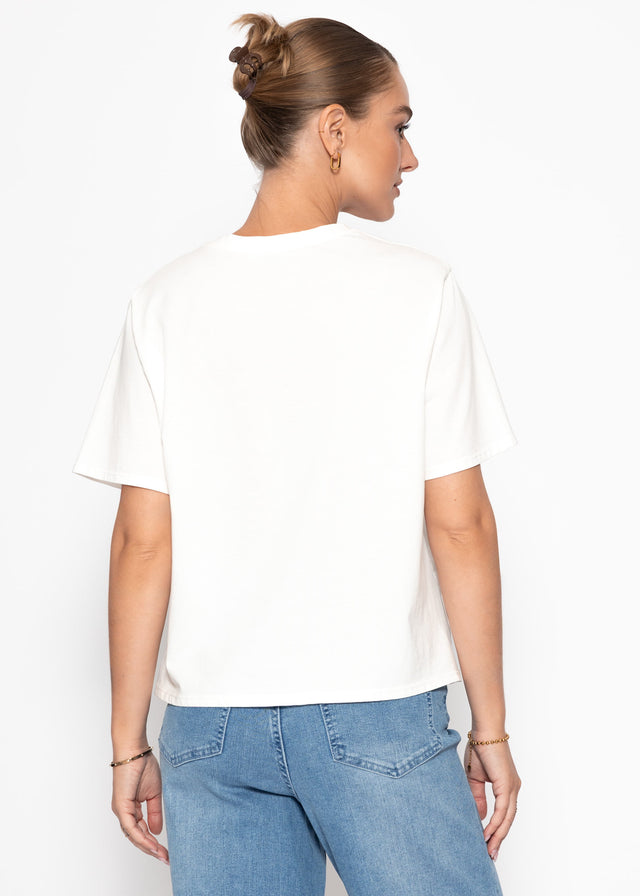 Oversize T-Shirt mit "MOM" Print - offwhite