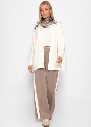Oversized Cardigan mit V-Ausschnitt und Kaschmiranteil - offwhite