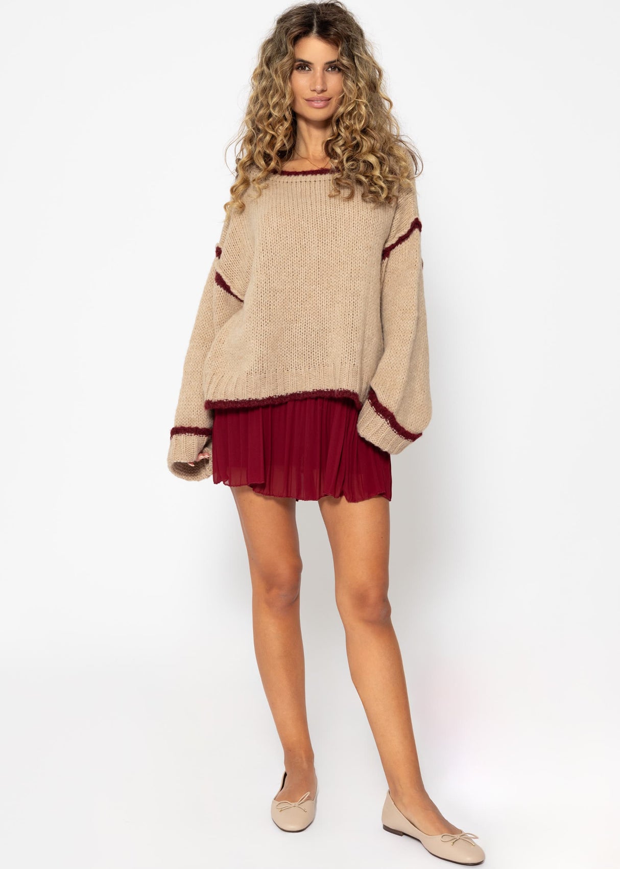 Plissée-Rock aus Chiffon, bordeaux